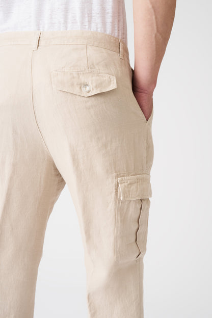 Men's Linen Cargo Pants – Sand, view 2
