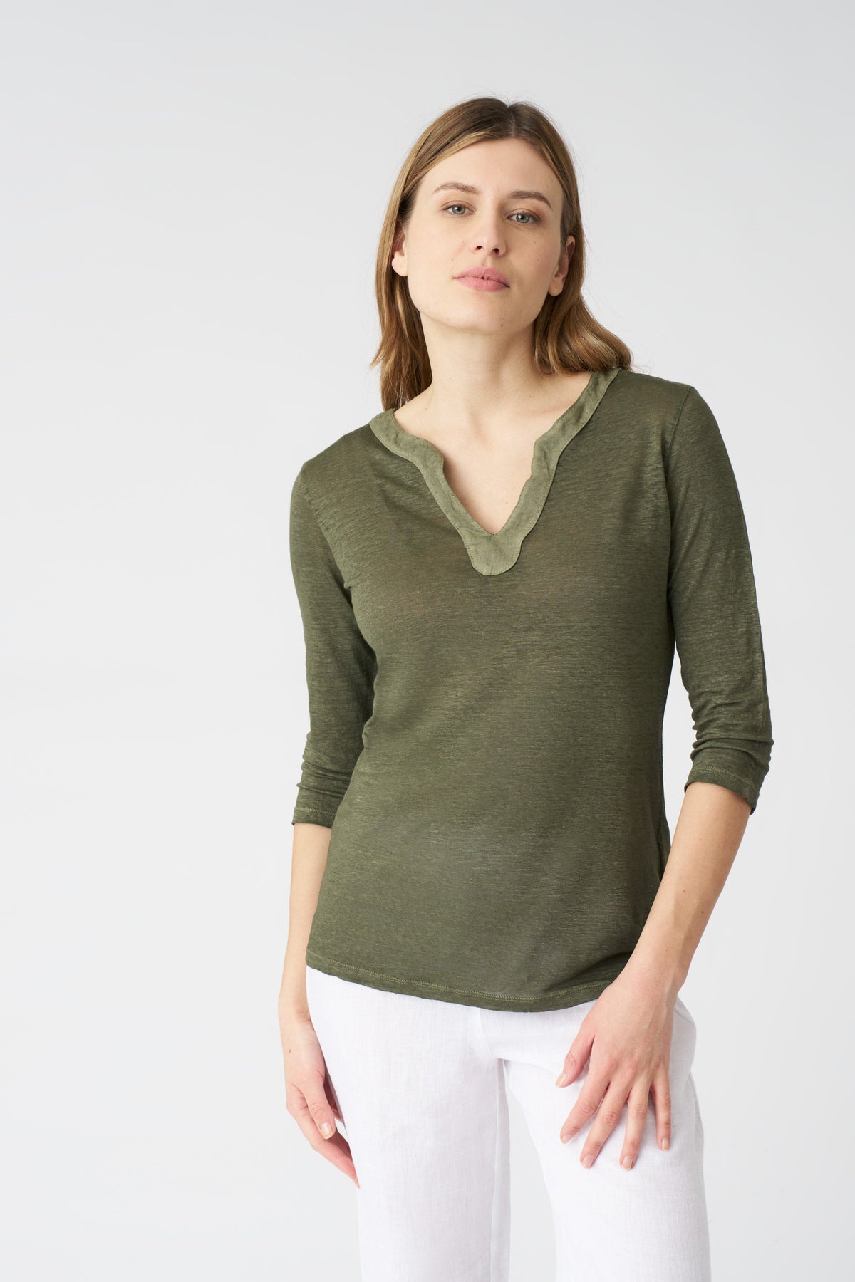 Women's Kara Linen T-Shirt – Caffe Soft Fade, view 1