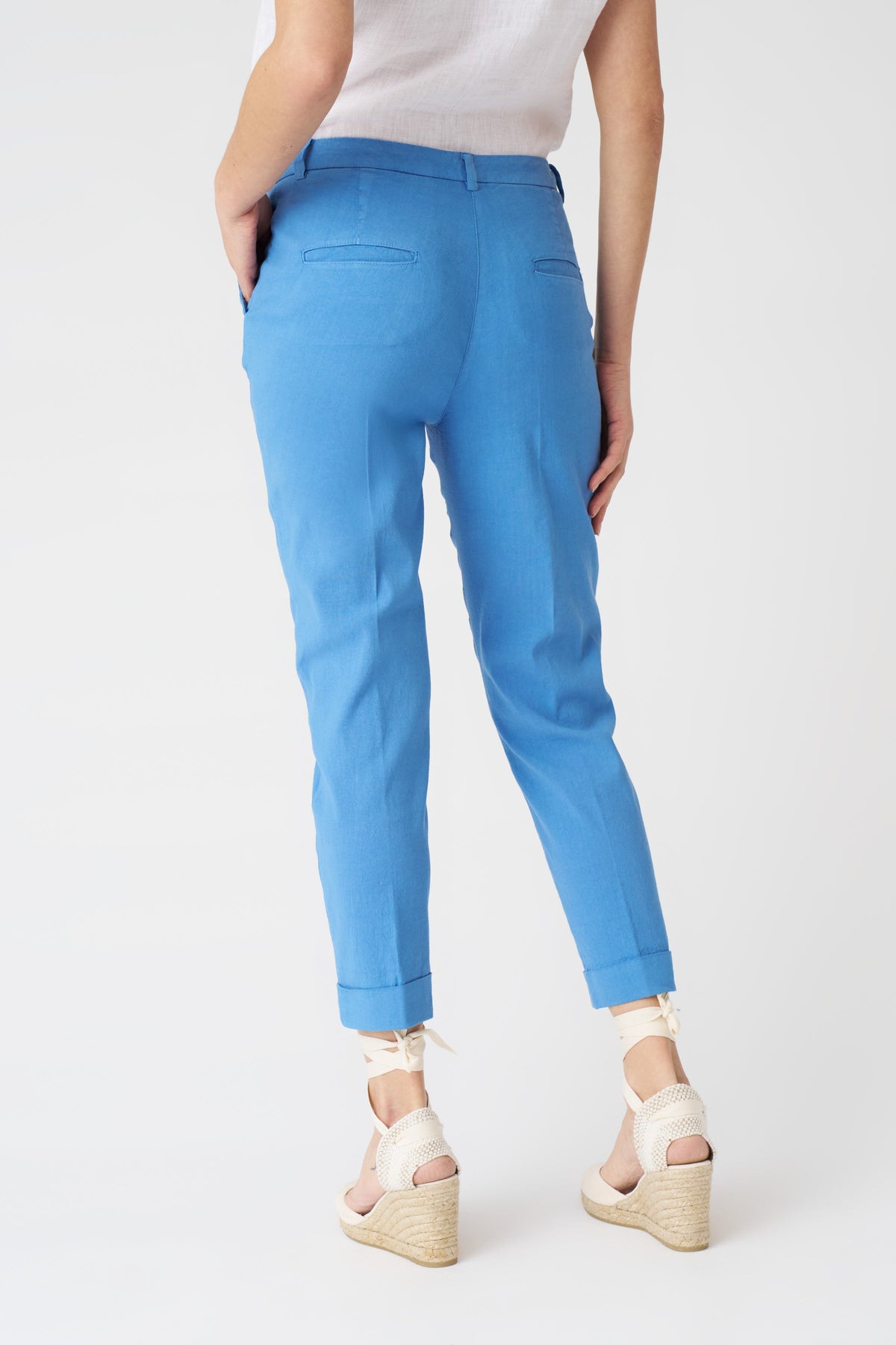 Women's Linen Chino Cropped Pants – Indigo, view 4
