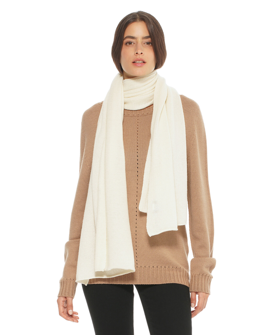 Monticelli Pure Cashmere Maxi Scarf Milk White 1