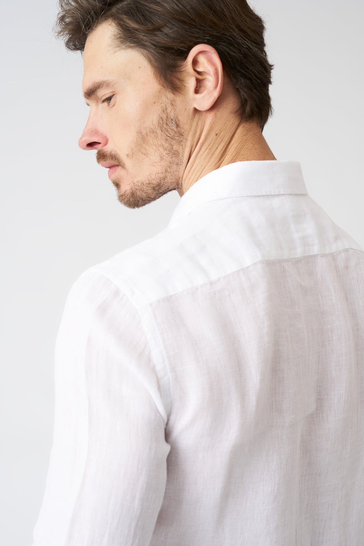 Men's Classic Slim Fit Light Linen Shirt – White, view 2