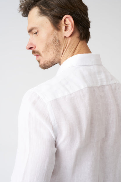 Men's Classic Slim Fit Light Linen Shirt – White, view 2
