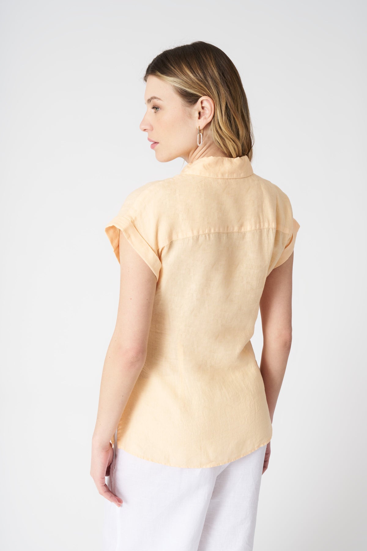 Women's Linen Shirt with Draped Knot – Fluo, view 4