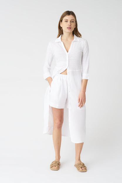 Women's 'Kat' Linen Shirt Dress – White, view 3