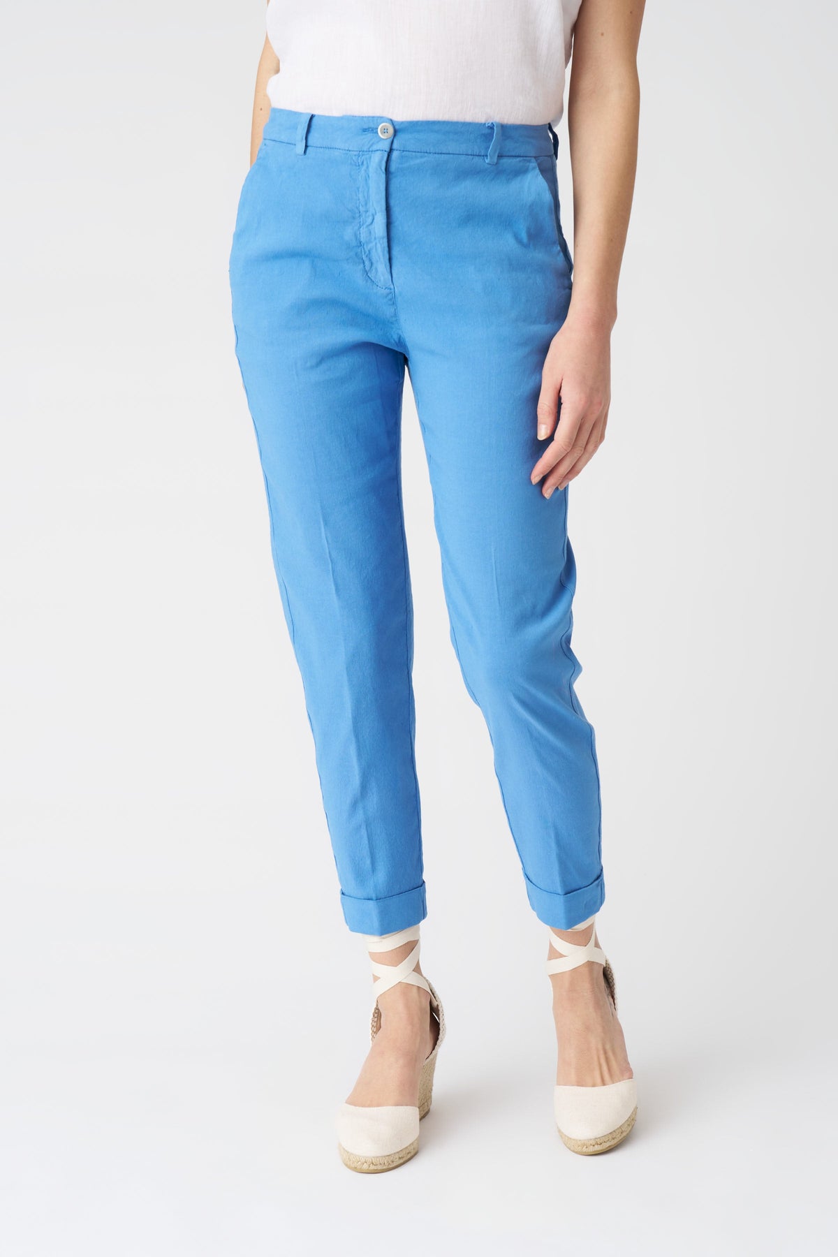 Women's Linen Chino Cropped Pants – Indigo, view 3