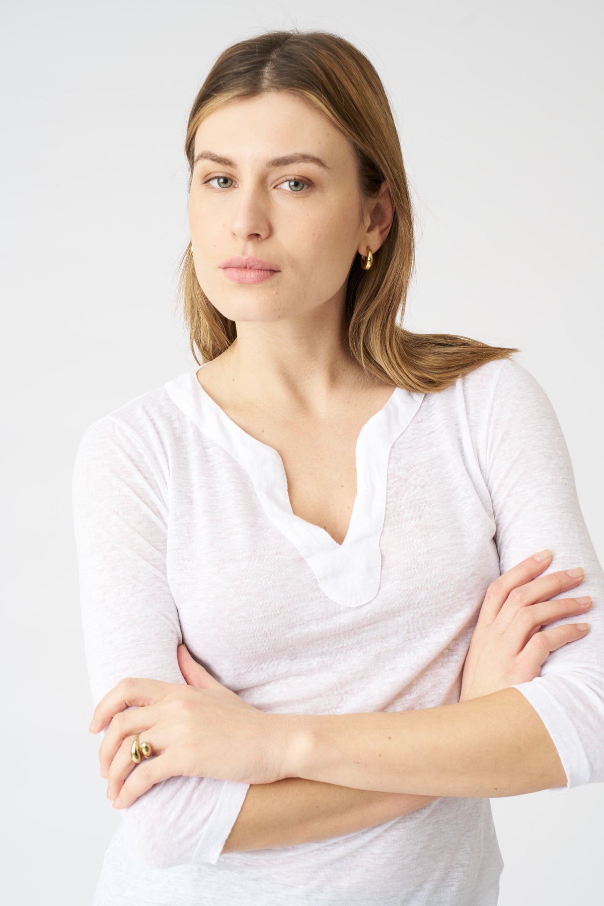 Women's Kara Linen T-Shirt – White, view 2