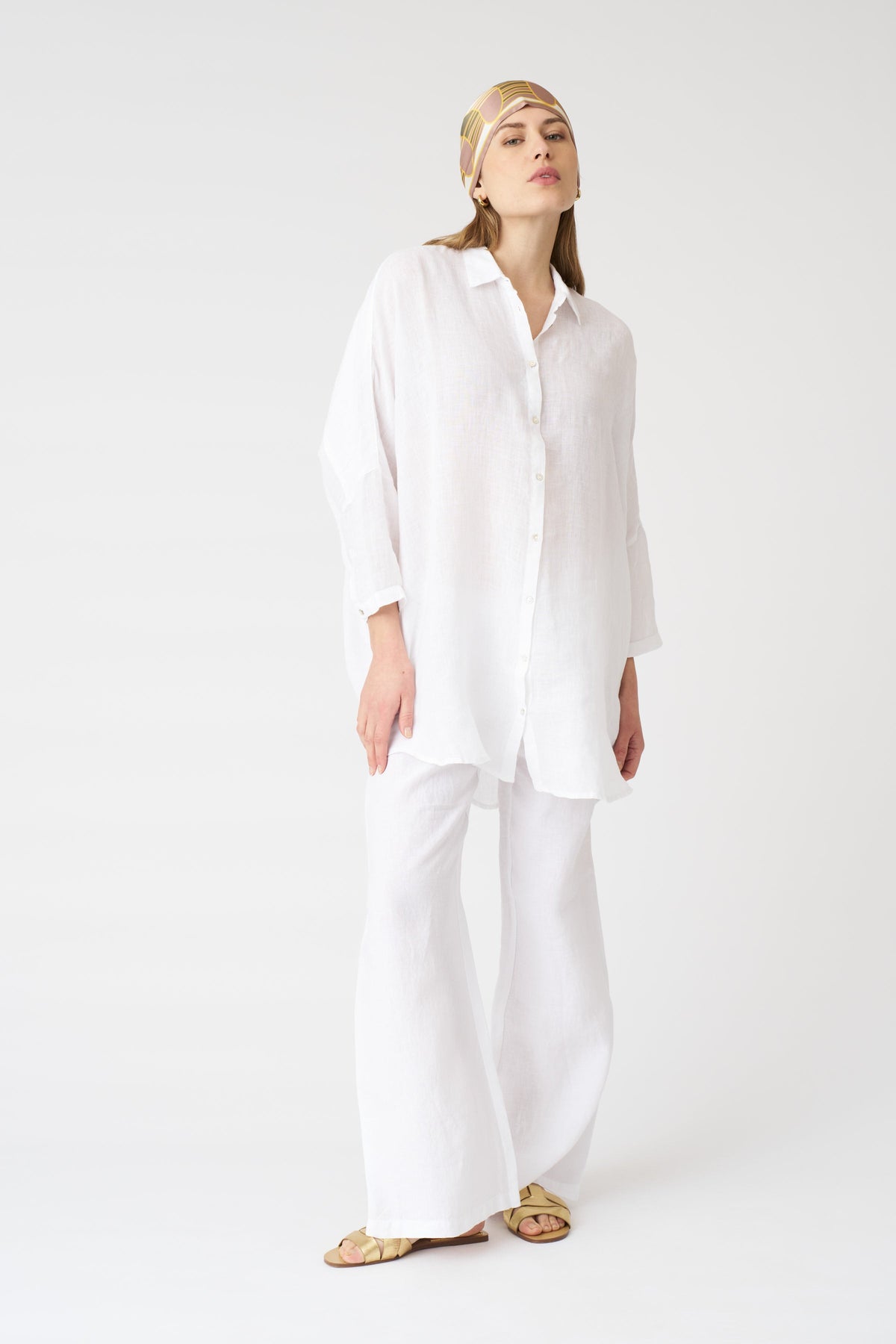 Women's Simona Linen Shirt – White, view 3