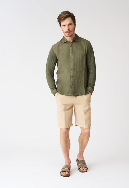 Men's Relaxed Fit Linen Shirt – Caffe Soft Fade, view 3