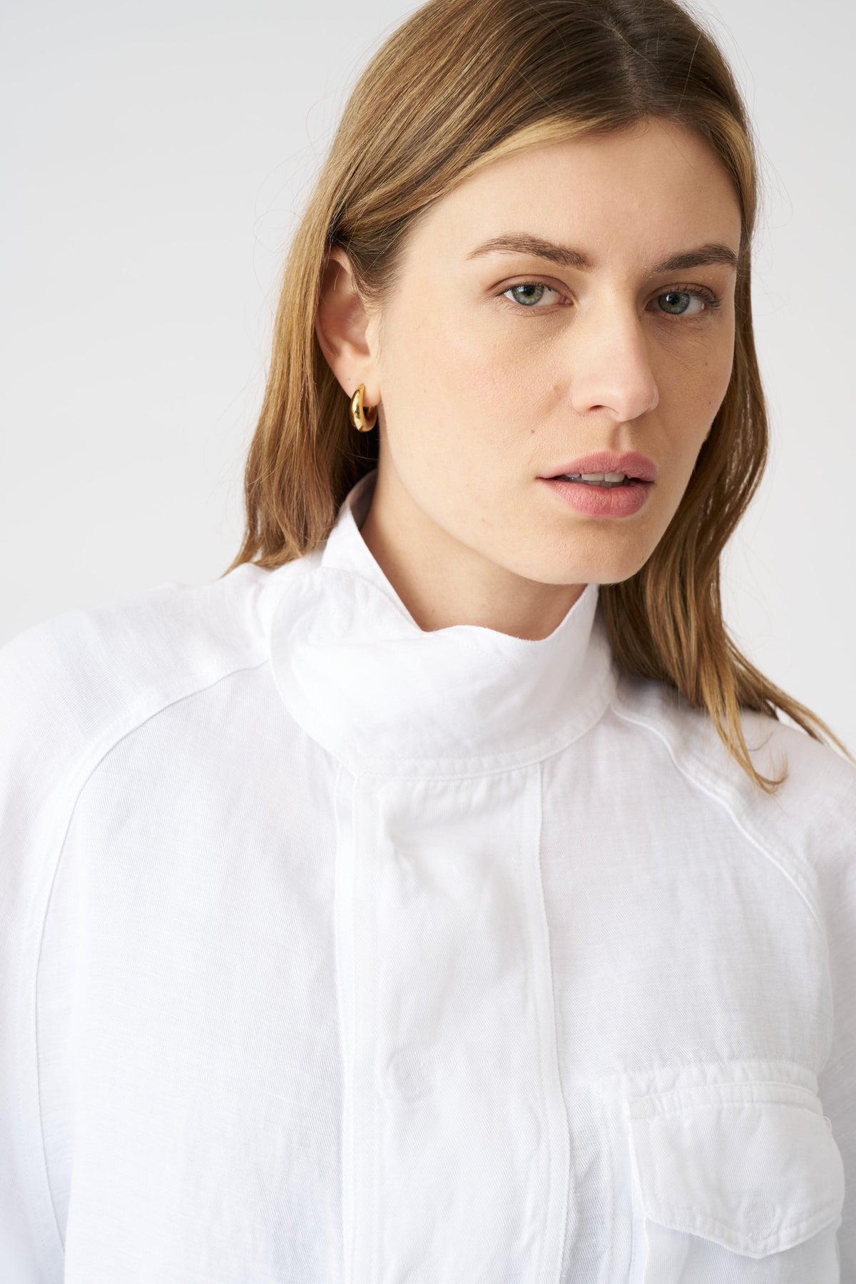 Women's Linen Jacket with Tie-Front Sleeves – White, view 2