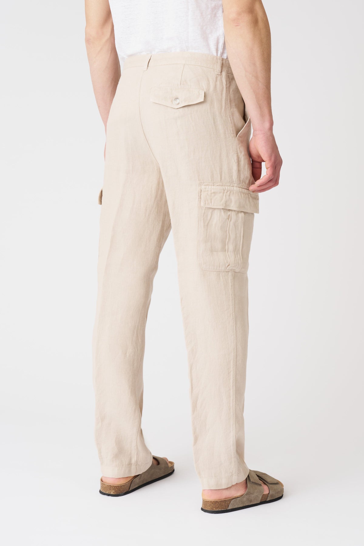 Men's Linen Cargo Pants – Sand, view 4