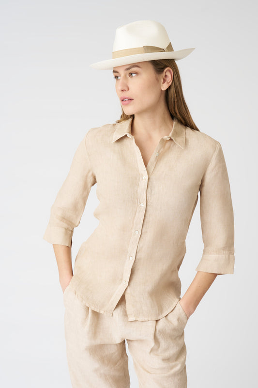 Women's Bria Linen Shirt – Beige Soft Fade, view 1