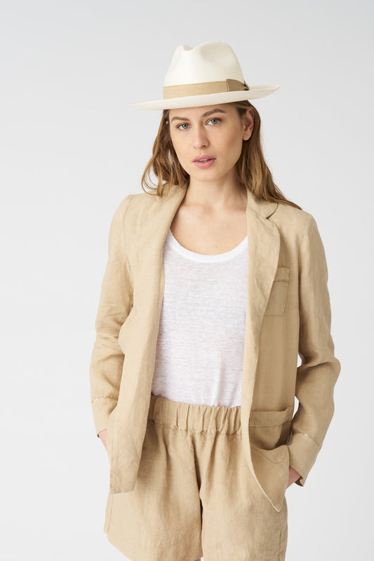 Women's Linen Relaxed Blazer – Almond, view 1