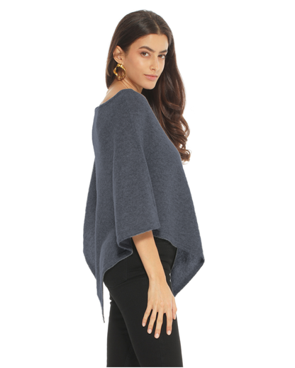 Women's Pure Cashmere Capelet Poncho Charcoal