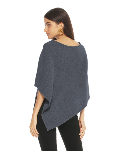 Women's Pure Cashmere Capelet Poncho Charcoal