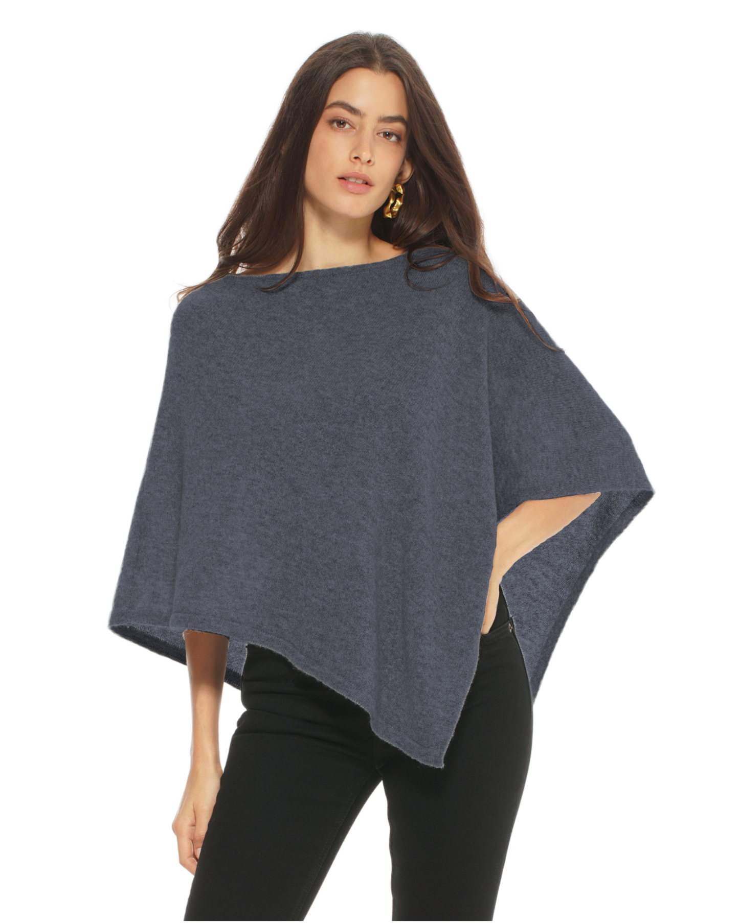 Women's Pure Cashmere Capelet Poncho Charcoal