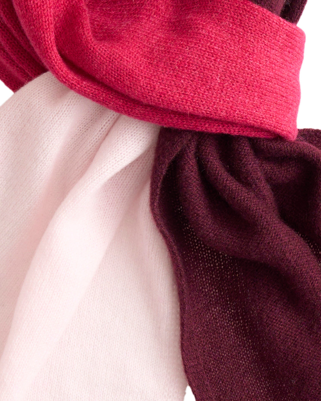 Pure Cashmere Butter-Soft Wide Scarf Tricolor in Blush, Rose and Bordeaux