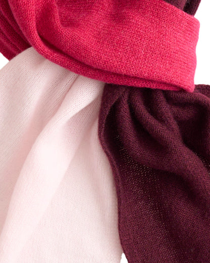 Pure Cashmere Butter-Soft Wide Scarf Tricolor in Blush, Rose and Bordeaux