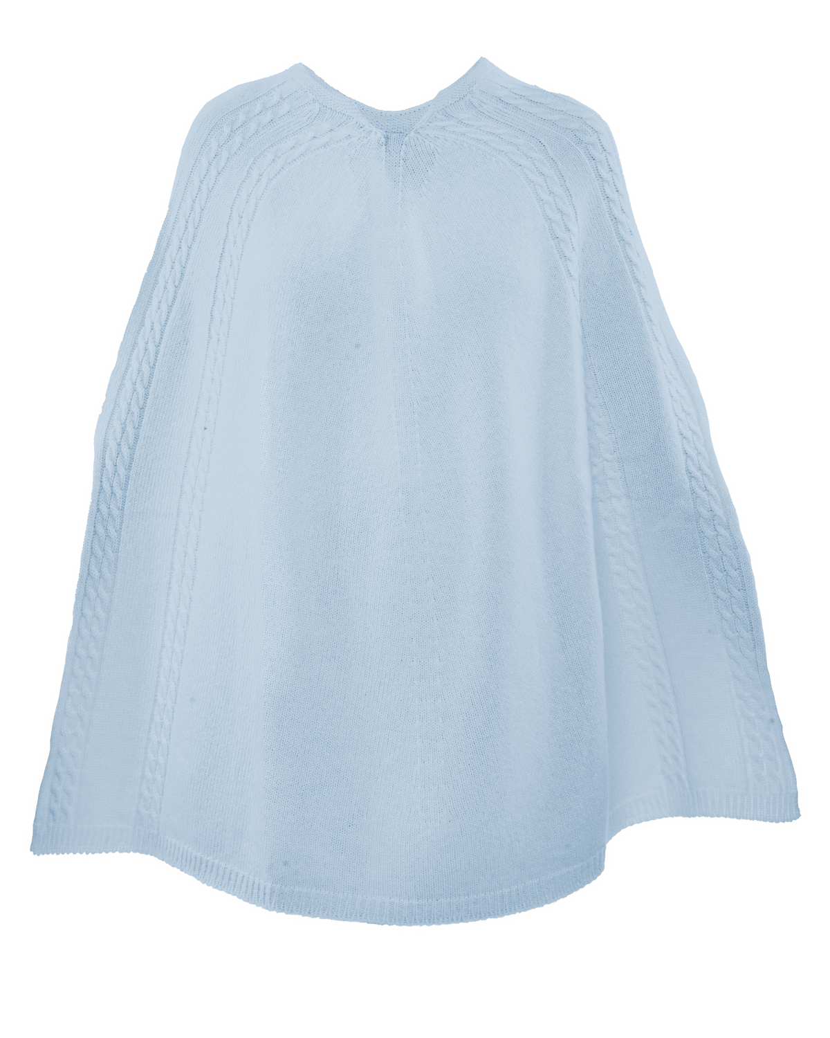 Women's Pure Cashmere Elegant Cable Knit Poncho Baby Blue