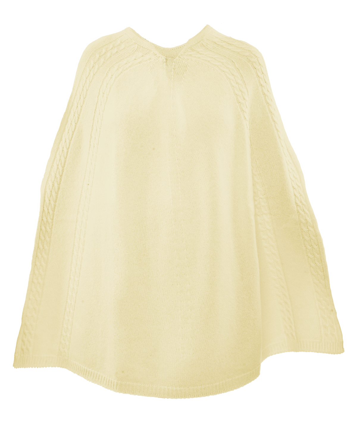 Women's Pure Cashmere Elegant Cable Knit Poncho Butter Yellow