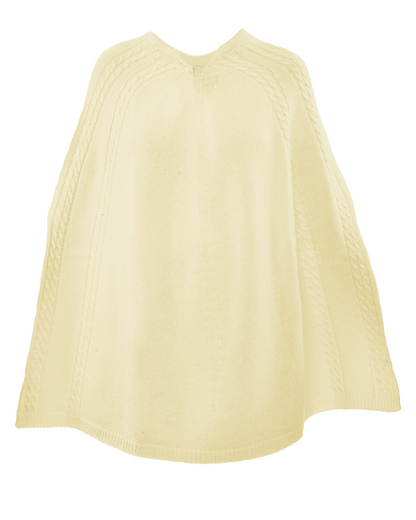 Women's Pure Cashmere Elegant Cable Knit Poncho Butter Yellow