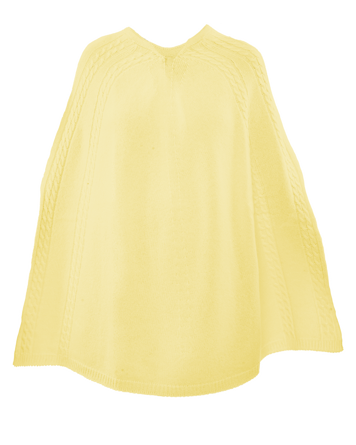 Women's Pure Cashmere Elegant Cable Knit Poncho Lemon Yellow