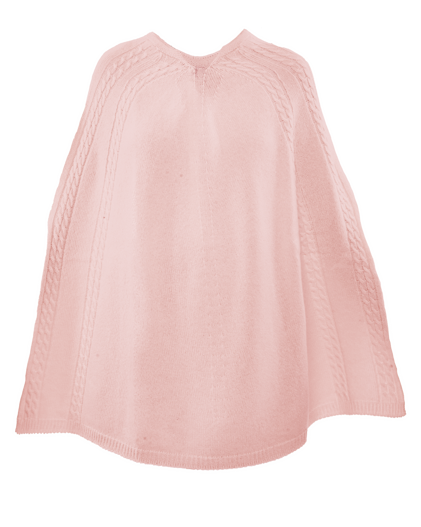 Women's Pure Cashmere Elegant Cable Knit Poncho Old Rose