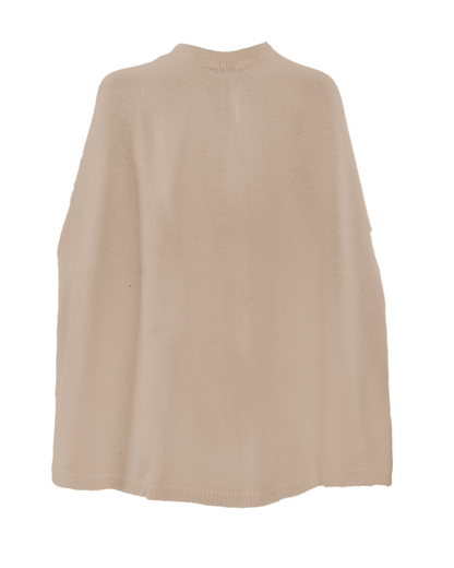 Women's Pure Cashmere Elegant Cable Knit Poncho Taupe