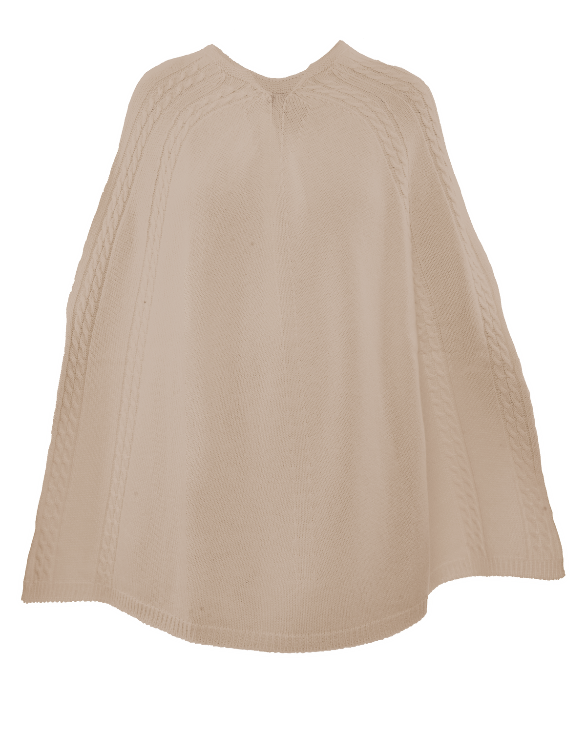 Women's Pure Cashmere Elegant Cable Knit Poncho Taupe