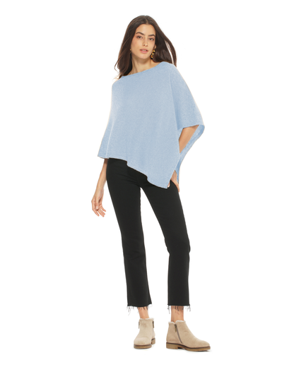 Women's Pure Cashmere Capelet Poncho Baby Blue