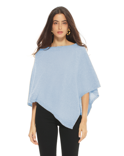 Women's Pure Cashmere Capelet Poncho Baby Blue