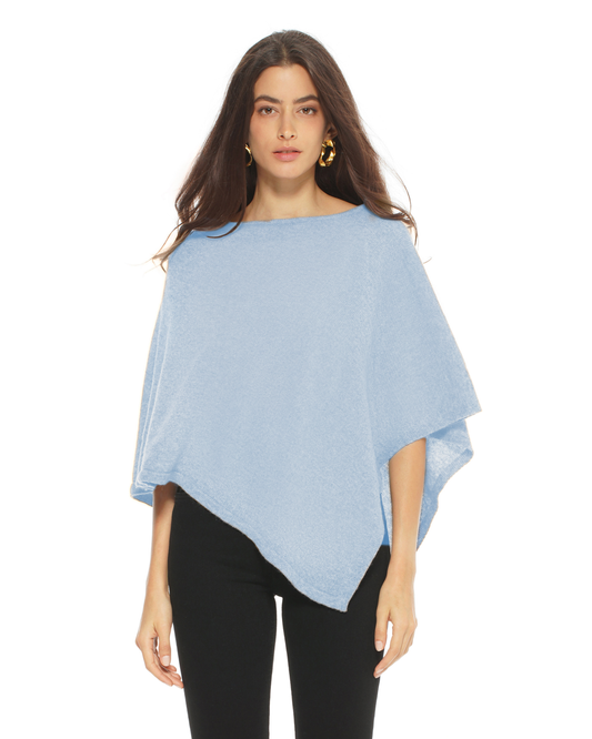 Women's Pure Cashmere Capelet Poncho Baby Blue
