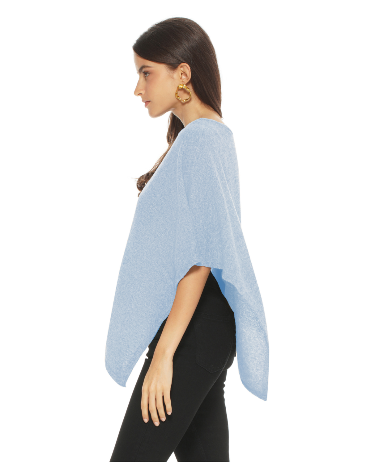 Women's Pure Cashmere Capelet Poncho Baby Blue