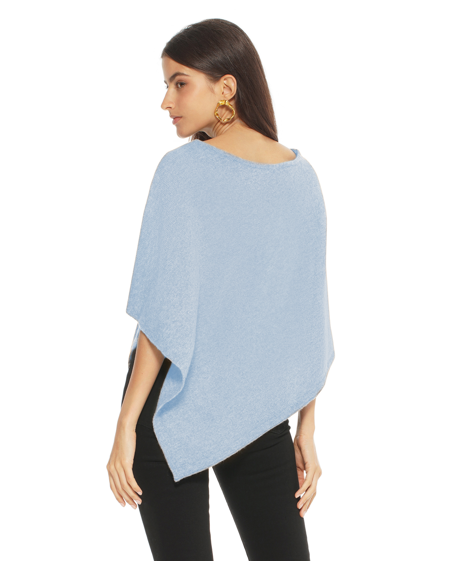 Women's Pure Cashmere Capelet Poncho Baby Blue
