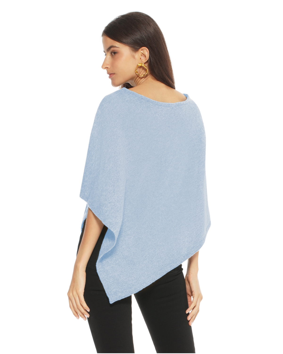 Women's Pure Cashmere Capelet Poncho Baby Blue