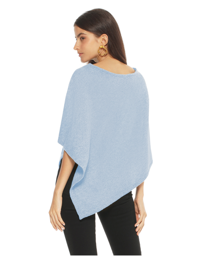 Women's Pure Cashmere Capelet Poncho Baby Blue