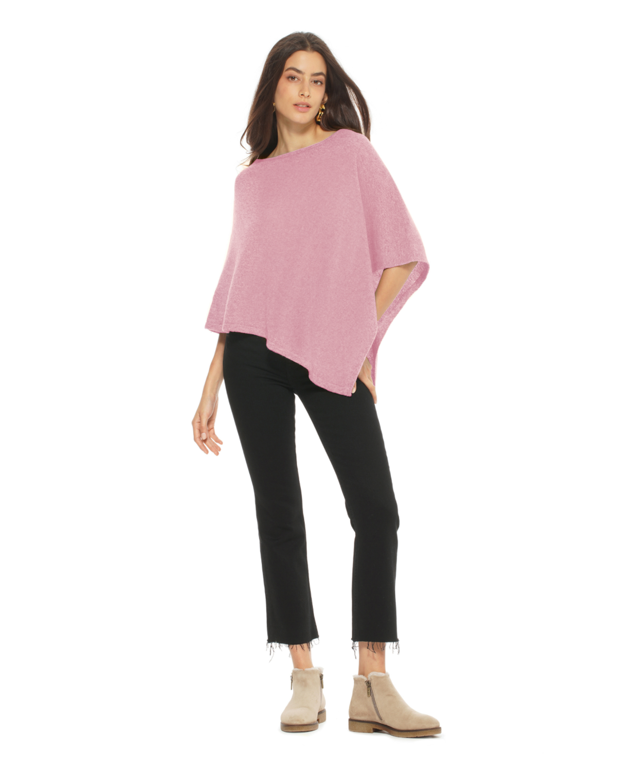 Women's Pure Cashmere Capelet Poncho Baby Pink