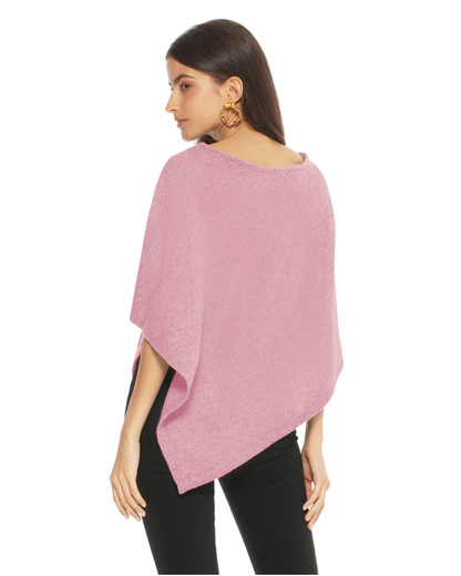 Women's Pure Cashmere Capelet Poncho Baby Pink