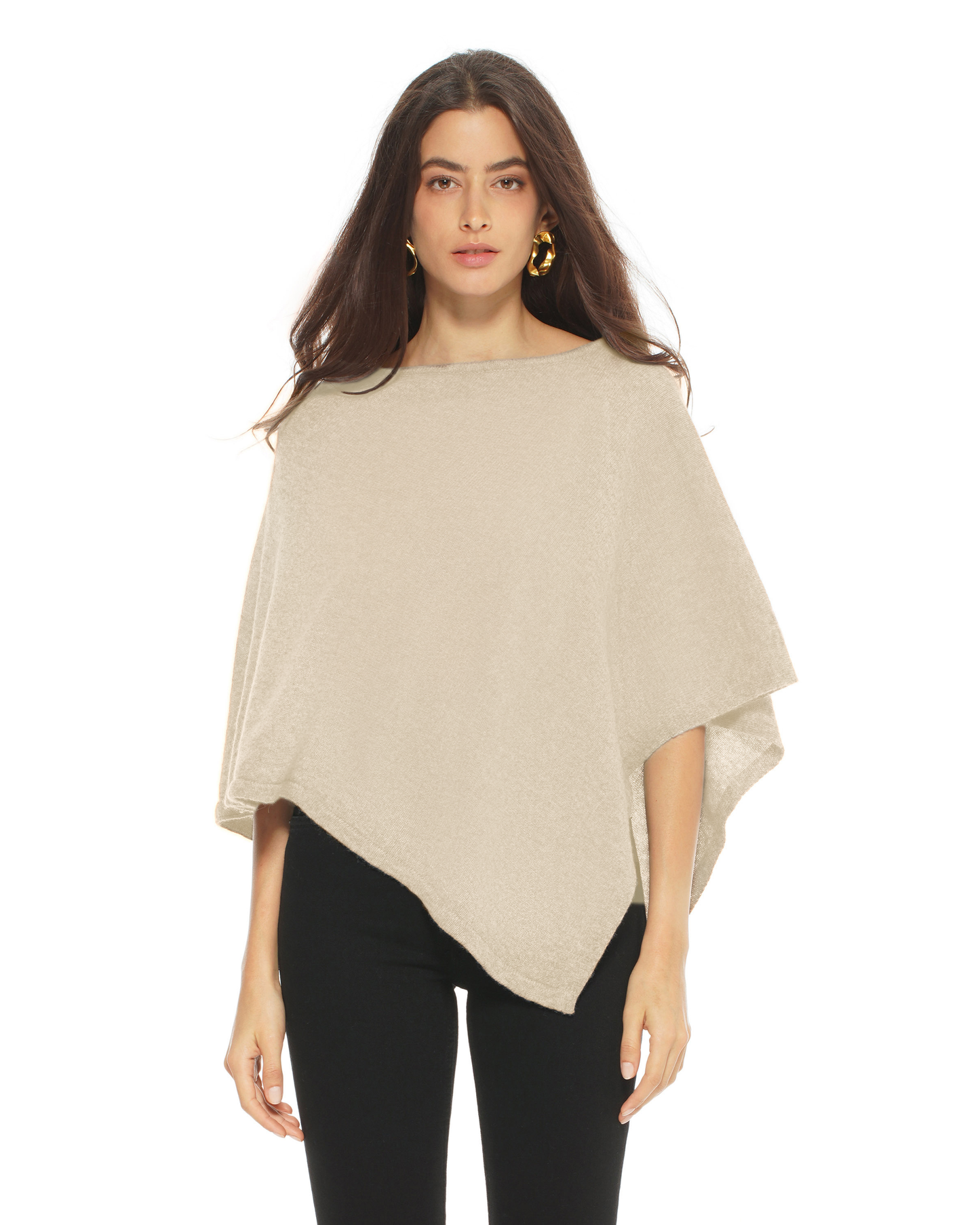 Women's Pure Cashmere Capelet Poncho Beige