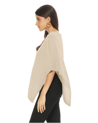 Women's Pure Cashmere Capelet Poncho Beige