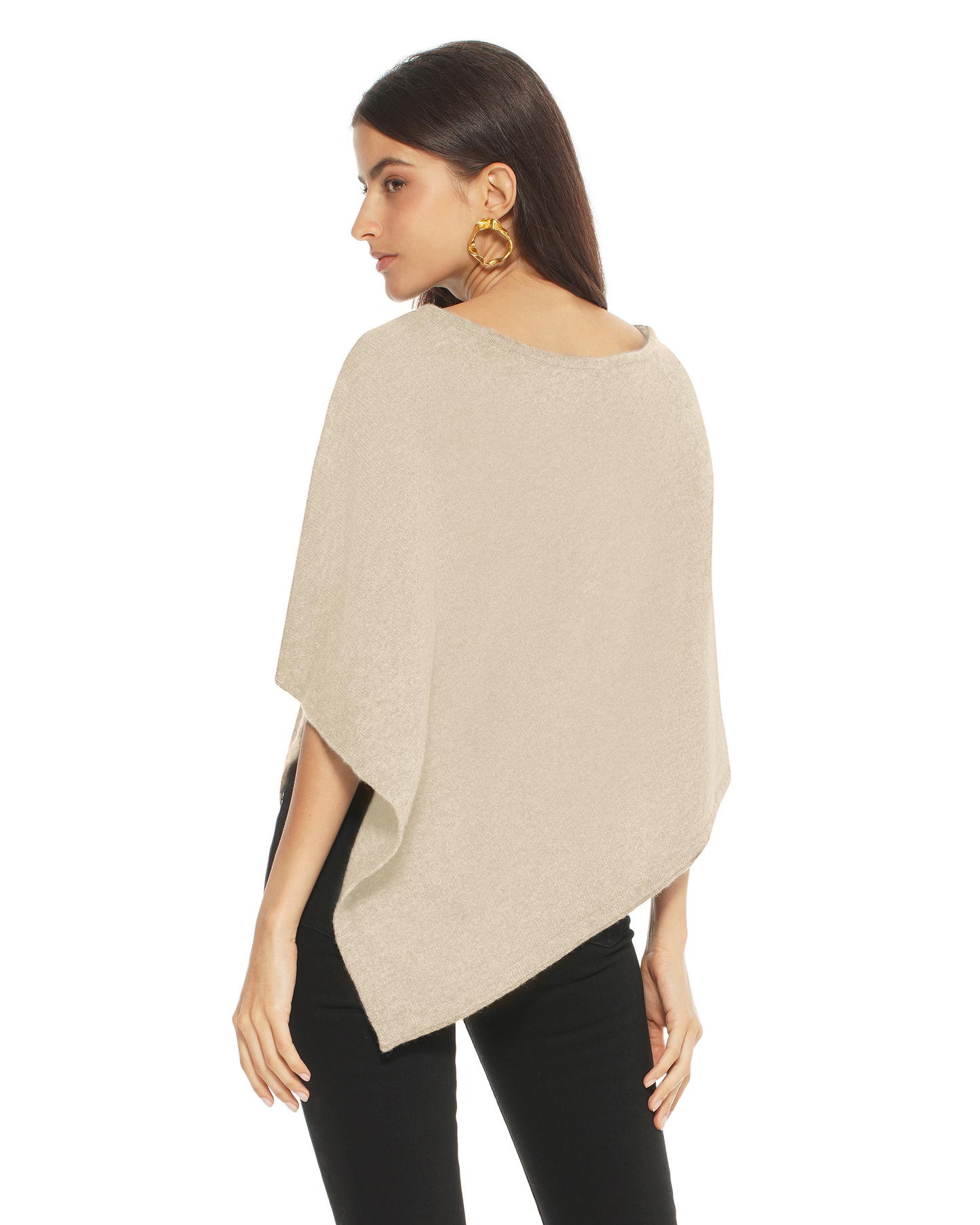 Women's Pure Cashmere Capelet Poncho Beige