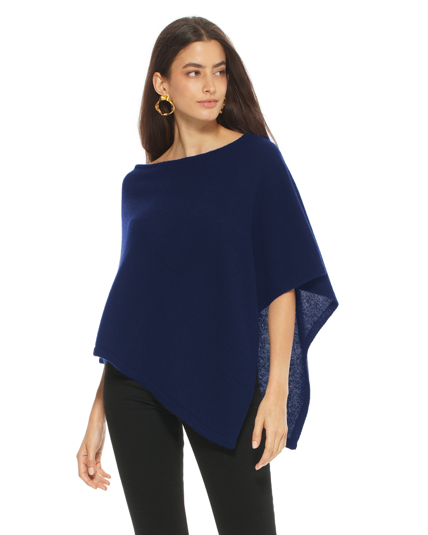 Women's Pure Cashmere Capelet Poncho Blue
