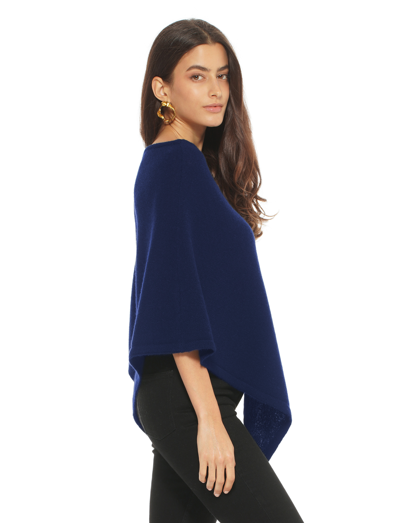 Women's Pure Cashmere Capelet Poncho Blue