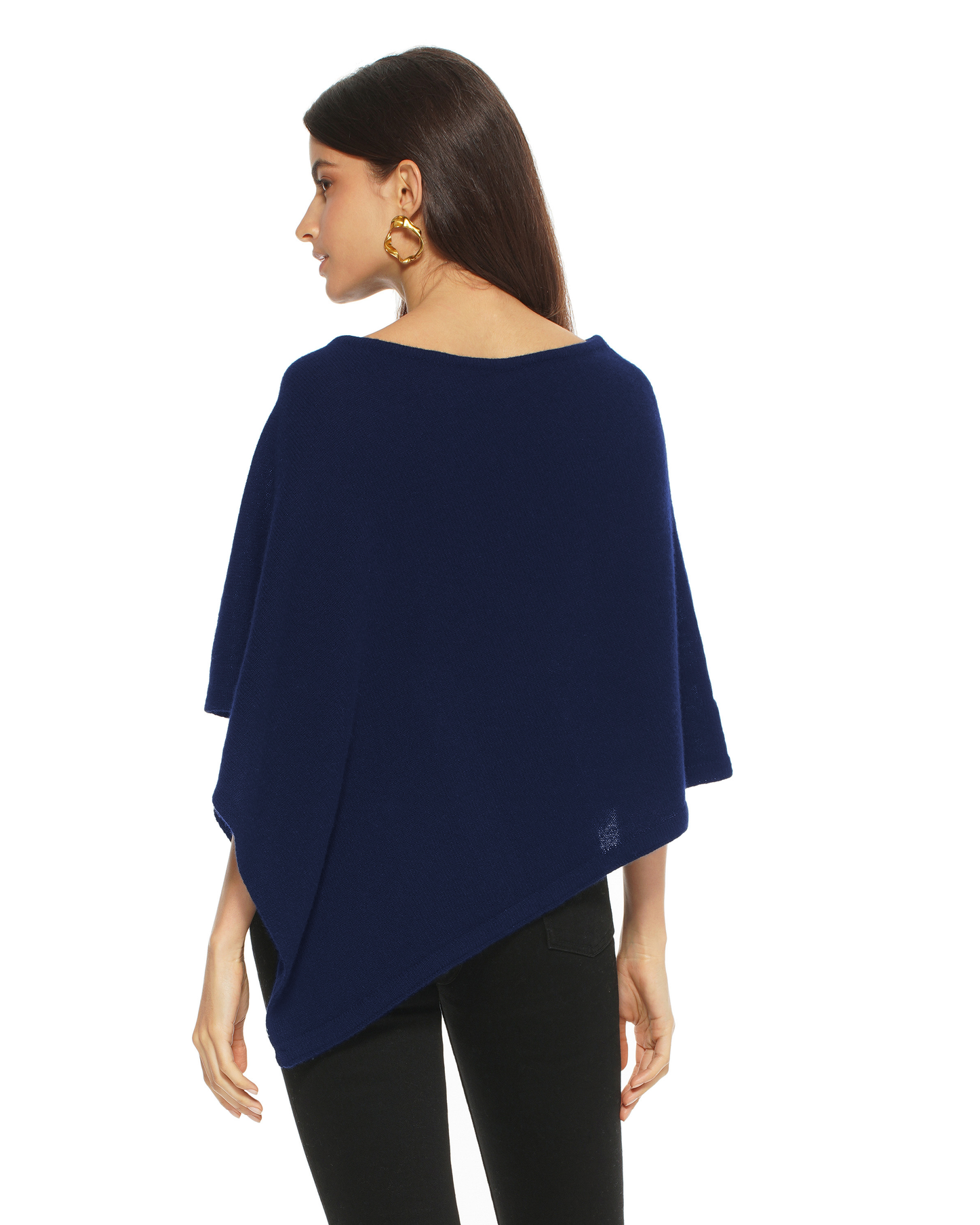 Women's Pure Cashmere Capelet Poncho Blue