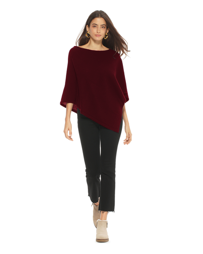 Women's Pure Cashmere Capelet Poncho Bordeaux