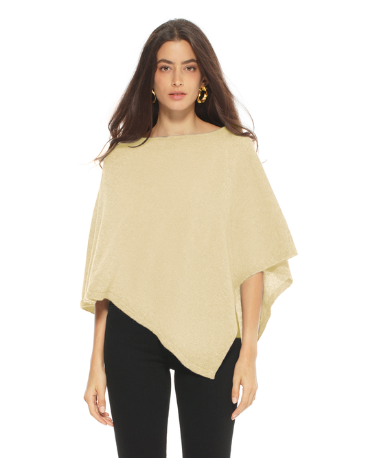 Women's Pure Cashmere Capelet Poncho Butter Yellow