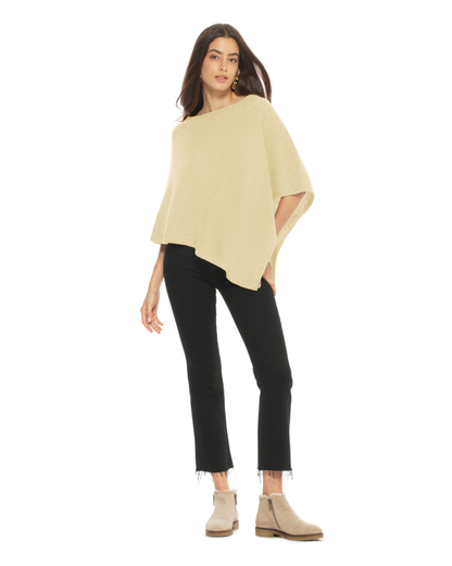 Women's Pure Cashmere Capelet Poncho Butter Yellow