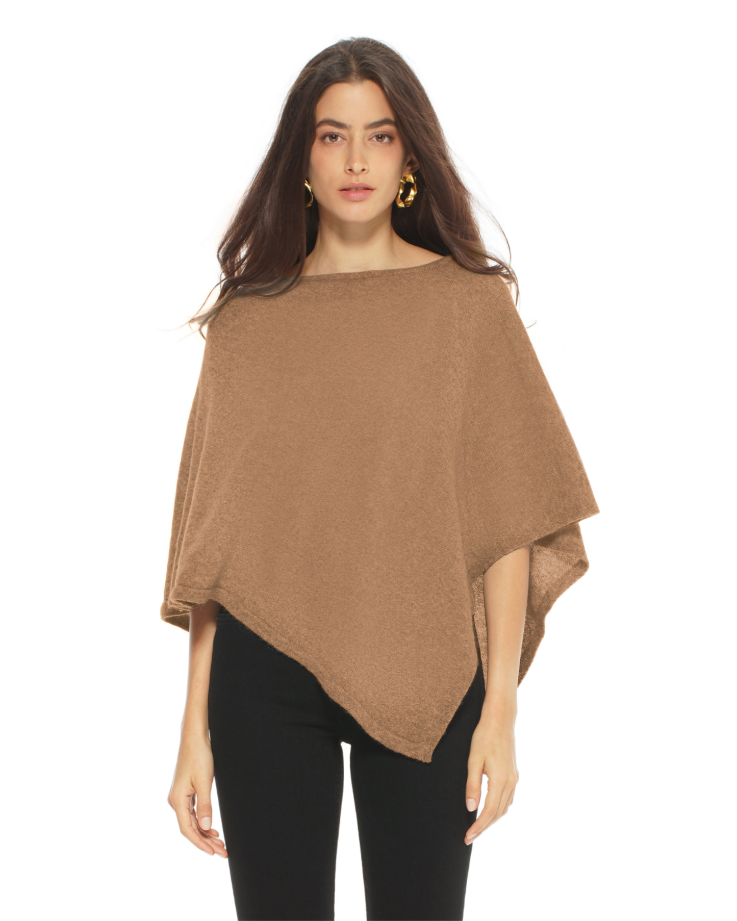 Women's Pure Cashmere Capelet Poncho Camel