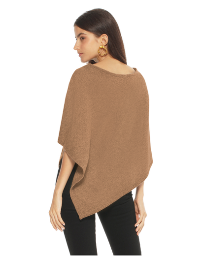 Women's Pure Cashmere Capelet Poncho Camel