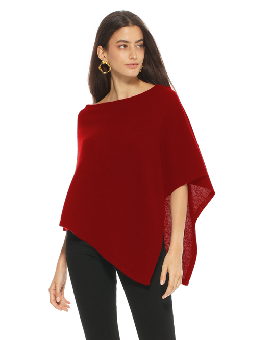 Women's Pure Cashmere Capelet Poncho Chianti