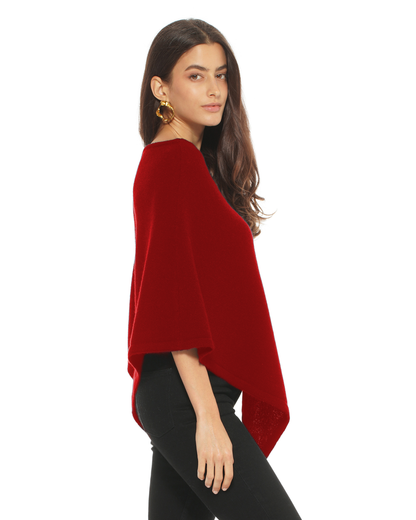 Women's Pure Cashmere Capelet Poncho Chianti